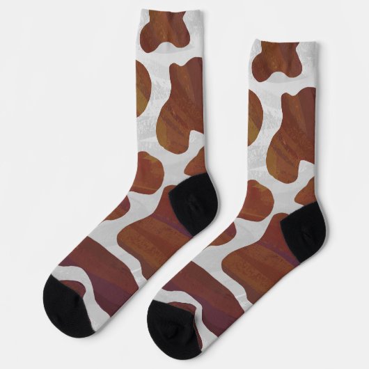 Chaussette Vache Brown et Motif blanc (Gauche)