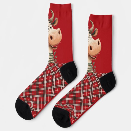 Chaussette Vache de Noël (Gauche)