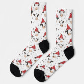 Chaussette Vache de Noël Père Noël Cute Rouge Noir et Blanc (Gauche)