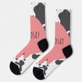 Chaussette Vache drôle motif nom rose (Gauche)