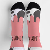 Chaussette Vache drôle motif nom rose (Haut)
