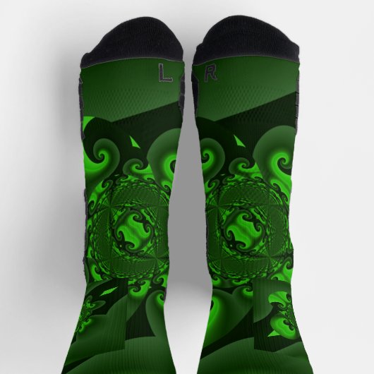 Chaussette Vague Spirale Vert Foncé Et Lime (Haut)