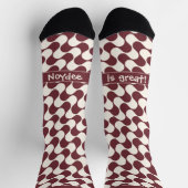 Chaussette Vagues abstraites rouges et blanches avec texte (Haut)