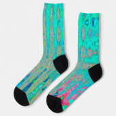 Chaussette Vagues Atomiques Abstraites Rétro Groovy Arc-en-Ci (Gauche)