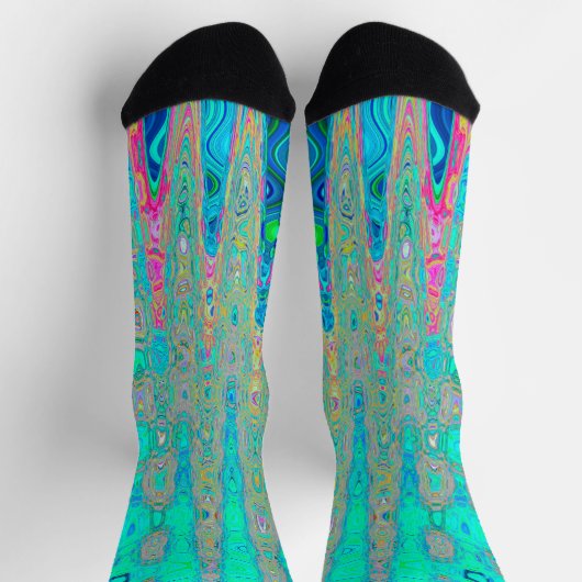 Chaussette Vagues Atomiques Abstraites Rétro Groovy Arc-en-Ci (Haut)