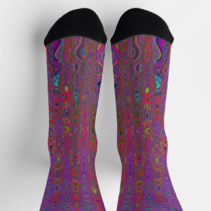 Chaussette Vagues Atomiques Rétro Magenta Groovy Psychédéliqu