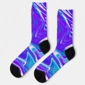 Chaussette Vagues célestes : Le marbre bleu blanc et violet (Gauche)