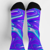 Chaussette Vagues célestes : Le marbre bleu blanc et violet (Haut)
