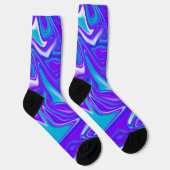 Chaussette Vagues célestes : Le marbre bleu blanc et violet (Droite)