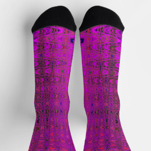 Chaussette Vagues de Boomerang Rétro Magenta Abstraites