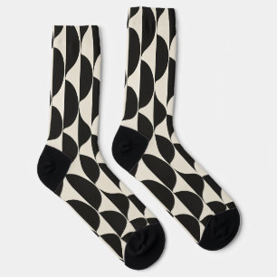 Chaussette Vagues géométriques noir et ivoire