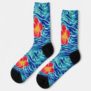 Chaussette Vagues hawaïennes et chaussons de surf à fleurs