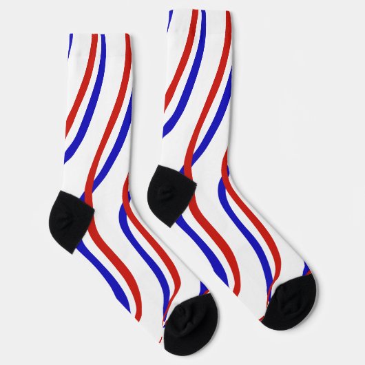 Chaussette Vagues Rouge Blanc et Bleu (Droite)