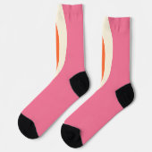 Chaussette Vagues simples 2 en rose, orange et crème (Gauche)