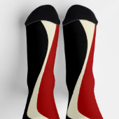 Chaussette Vagues simples 2 en rouge et crème (Haut)