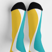 Chaussette Vagues simples 2 en Turquoise, Jaune et Blanc (Haut)