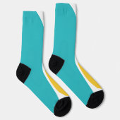 Chaussette Vagues simples 2 en Turquoise, Jaune et Blanc (Droite)