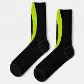 Chaussette Vagues simples 2 en vert citron et noir (Gauche)
