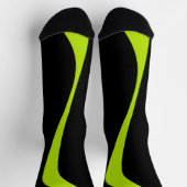 Chaussette Vagues simples 2 en vert citron et noir (Haut)