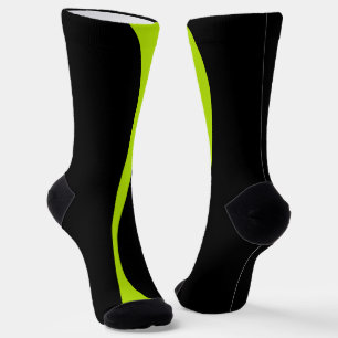 Chaussette Vagues simples 2 en vert citron et noir