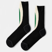 Chaussette Vagues simples 2 en vert, crème et noir (Gauche)