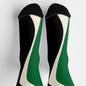 Chaussette Vagues simples 2 en vert, crème et noir (Haut)