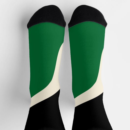Chaussette Vagues simples 3 en vert, crème et noir (Haut)