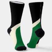 Chaussette Vagues simples 3 en vert, crème et noir (Angulaire)