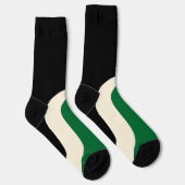 Chaussette Vagues simples 3 en vert, crème et noir (Droite)