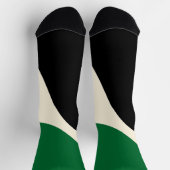 Chaussette Vagues simples 4 en vert, crème et noir (Haut)