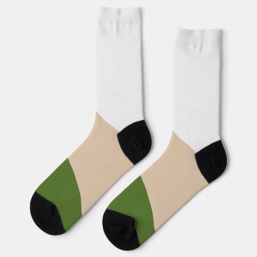 Chaussette Vagues simples - Blanc, Sable et Palm Vert (Gauche)