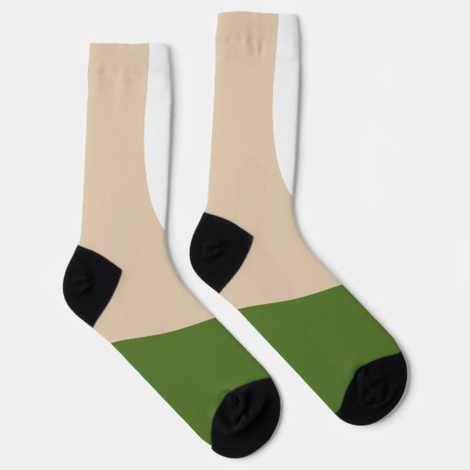Chaussette Vagues simples - Blanc, Sable et Palm Vert (Droite)