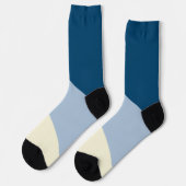 Chaussette Vagues simples - bleu foncé, bleu clair et crème (Gauche)