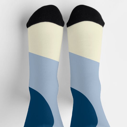 Chaussette Vagues simples - bleu foncé, bleu clair et crème (Haut)
