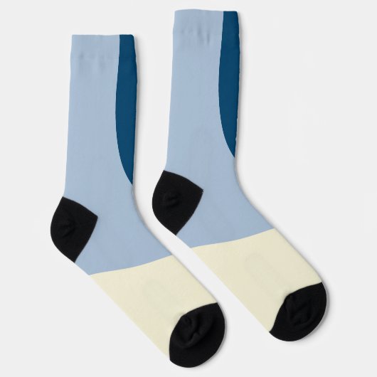 Chaussette Vagues simples - bleu foncé, bleu clair et crème (Droite)
