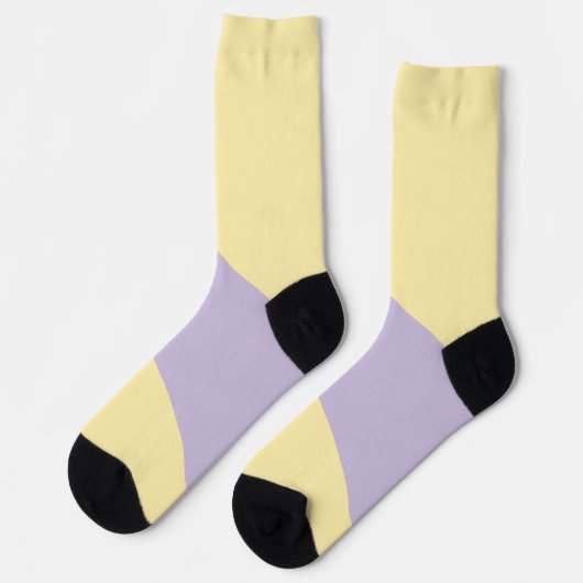 Chaussette Vagues simples en jaune pastel et violet (Gauche)