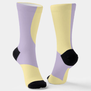 Chaussette Vagues simples en jaune pastel et violet