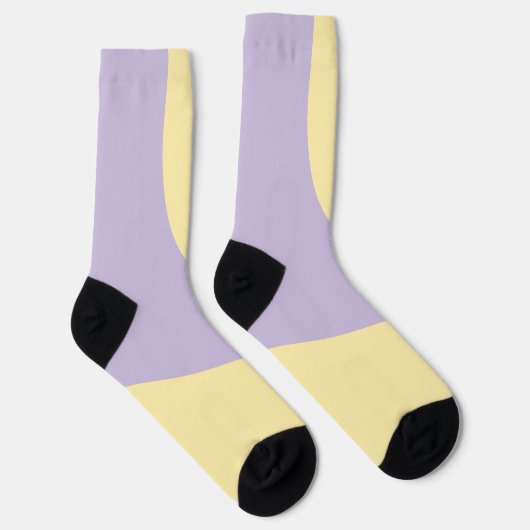 Chaussette Vagues simples en jaune pastel et violet (Droite)