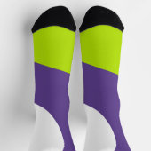 Chaussette Vagues simples en vert citron vert et violet (Haut)