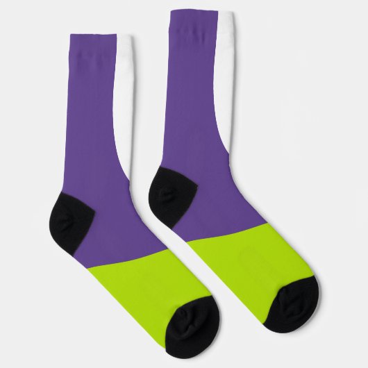 Chaussette Vagues simples en vert citron vert et violet (Droite)