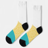 Chaussette Vagues simples - Motif floral Turquoise et Jaune (Gauche)