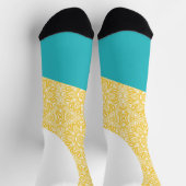 Chaussette Vagues simples - Motif floral Turquoise et Jaune (Haut)