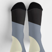 Chaussette Vagues simples - Noir, Gris et Crème (Haut)