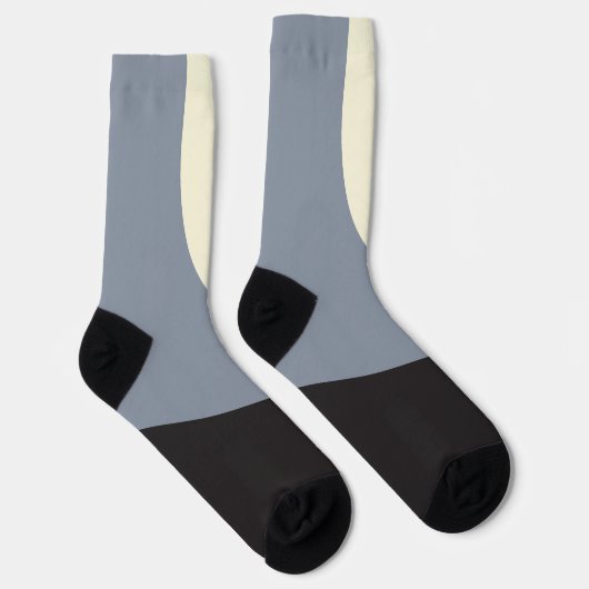 Chaussette Vagues simples - Noir, Gris et Crème (Droite)