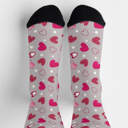 Chaussette Valentine's All Over Heart Print Crew Socks (Haut)
