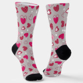 Chaussette Valentine's All Over Heart Print Crew Socks (Angulaire)