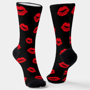 Chaussette Valentines Day Kisses Lipstick Kiss Mark