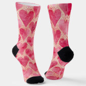 Chaussette Valentine's Day, Red Pink Love Heart Pattern (Angulaire)