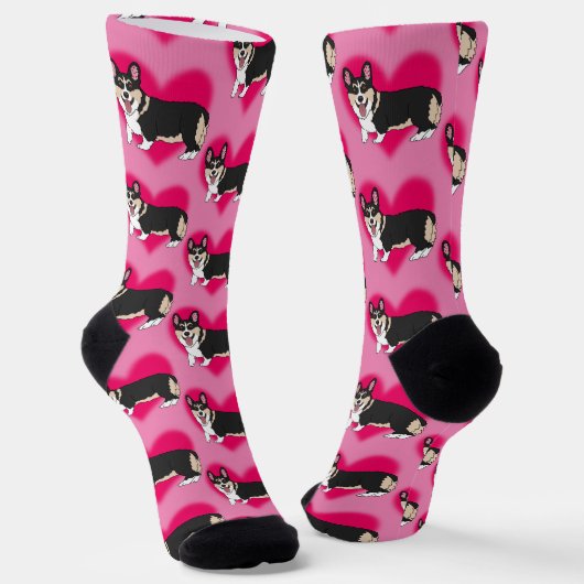 Chaussette Valentines Jour Corgi Coeurs Xoxo (Angulaire)