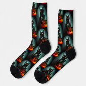 Chaussette Vampire Chat et Assistant Citrouille Halloween Sur (Gauche)